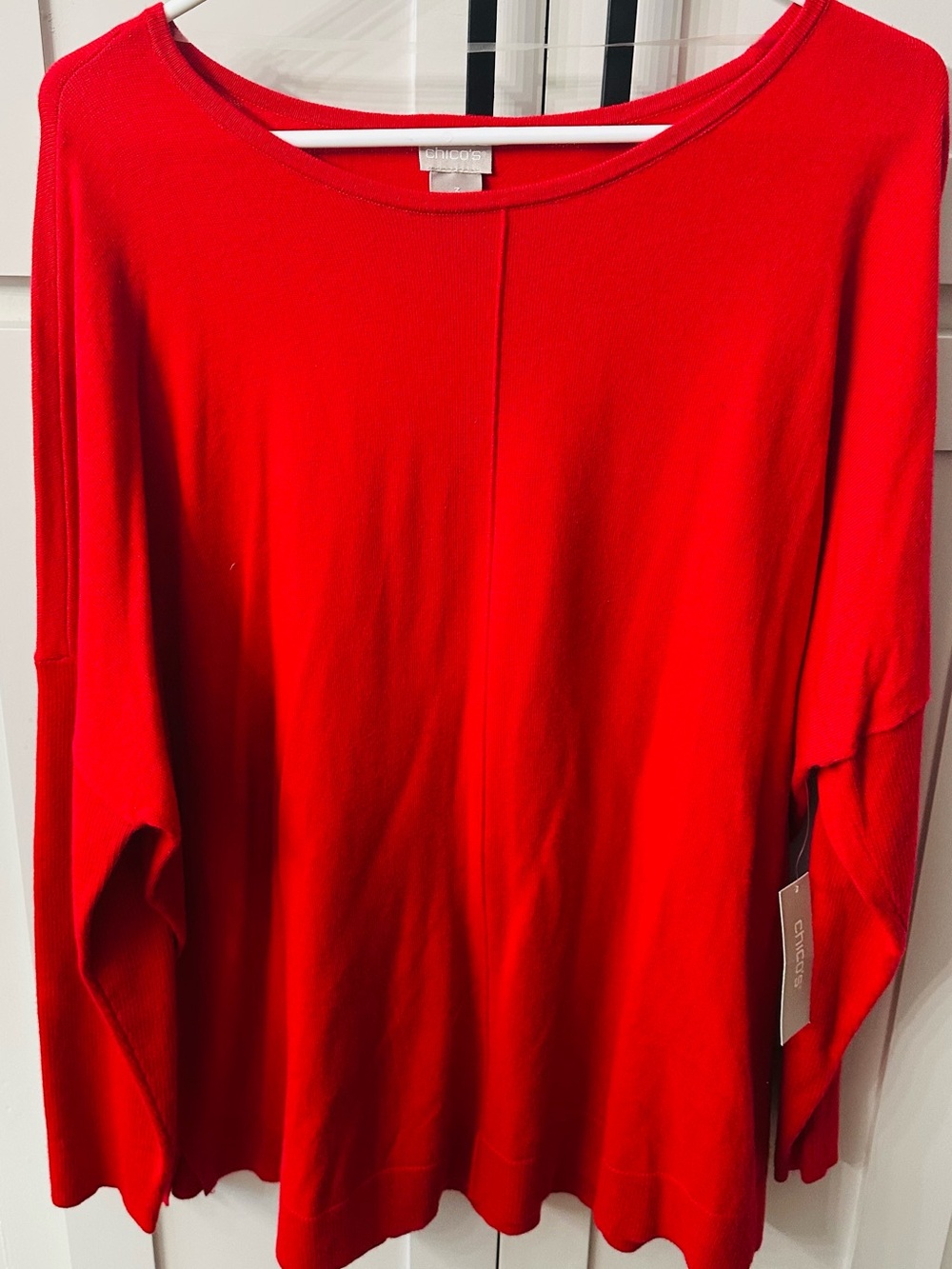 Chico's Bright Red Boatneck Pullover